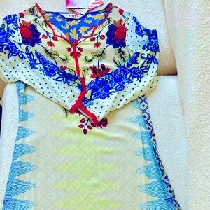 Biba Kurta in Vivid Colors (royal blue, red, orange and off white) New with Tags